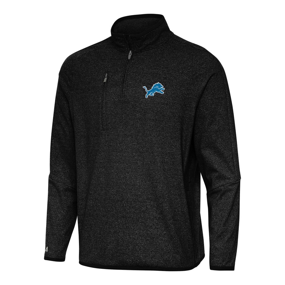 Antigua Men's Heather Black Detroit Lions Certain Tri-Blend Quarter-Zip Top