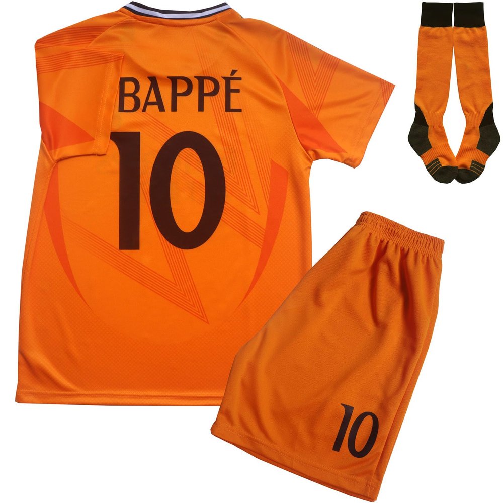 ORGBRAIN 2024/2025 Away #10 New Football Soccer Kids Jersey Shorts Socks Set Youth Sizes (Orange, 30)
