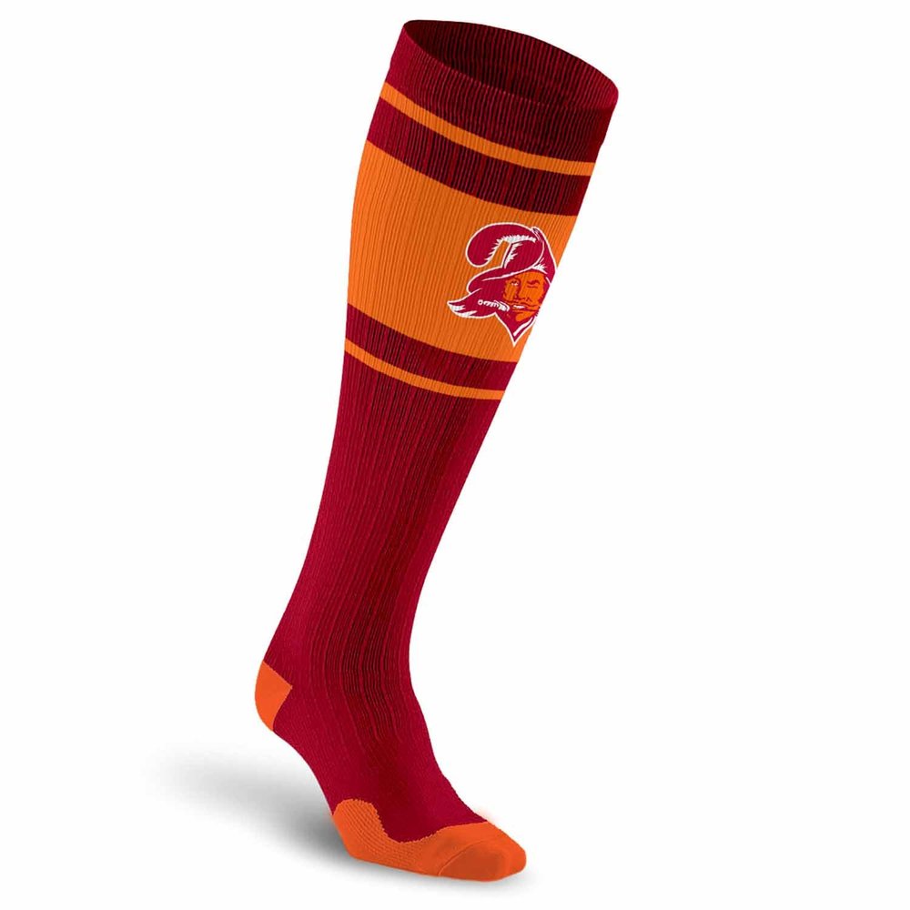 For Bare Feet NFL Classic TAMPA BAY BUCCANEERS Marathon Compression Sock Team Color Large/Extra Large