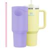 Silicone Boot for Stanley Cup 40 oz Tumbler Sleeve Accessories & Replacement 12 Straw Set Compatible for Stanley Case Quencher with Handle Full Body Protector Case (Purple) view 1