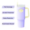 Silicone Boot for Stanley Cup 40 oz Tumbler Sleeve Accessories & Replacement 12 Straw Set Compatible for Stanley Case Quencher with Handle Full Body Protector Case (Purple) view 2