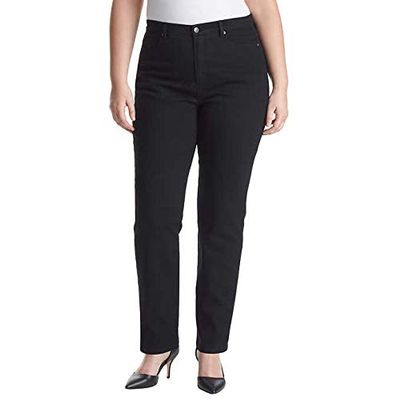 Gloria Vanderbilt Ladies Amanda Stretch Denim Jeans for Women, Tapered Womens Pants, Mom Jeans, Ladies Pants - Black 14