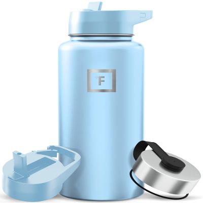 IRON FLASK Camping & Hiking Hydration Flask with Straw, Wide Mouth Insulated Stainless Steel Sports Water Bottle - 32 oz Morning Mist