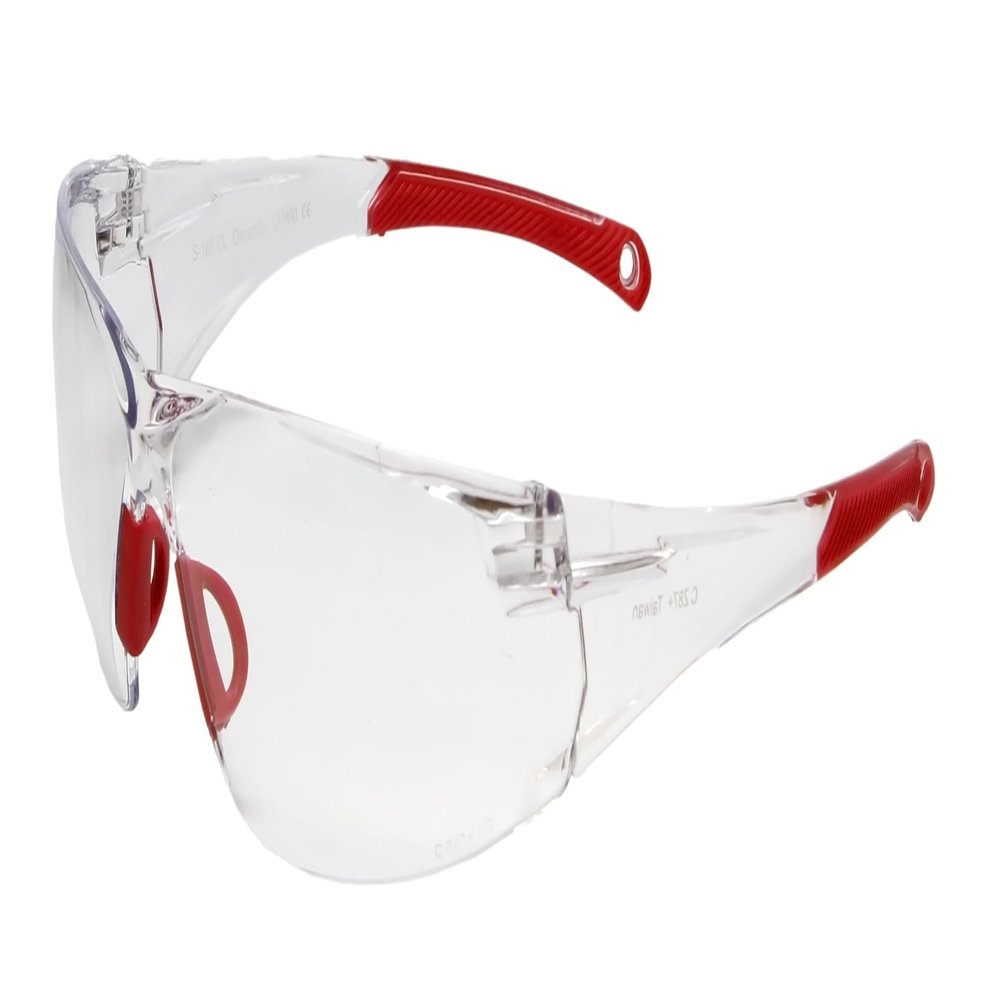 Calabria Side Out Clear Crystal Red Sport Safety Glasses for Pickleball Eye Protection for Women Pickleball Glasses for Men