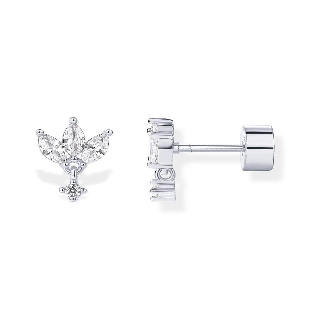 PAVOI CZ Drop Earrings for Women, White Gold, Size 9.5 x 6.8 Millimeters