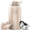 IRON FLASK Camping & Hiking Hydration Flask with Straw, Wide Mouth Insulated Stainless Steel Sports Water Bottle - 32 oz Sand view 1