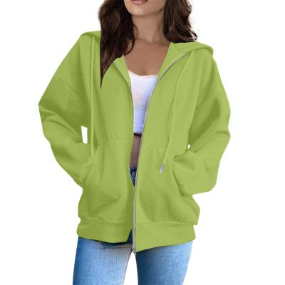 ODEUIAOD Oversized Hoodies For Women Zip Up Hoodies Womens 2025 Long Sleeve Oversized Sweatshirts for Women Y2K Jacket with Pockets Fall Fashion Clothes Greens 3X-Large