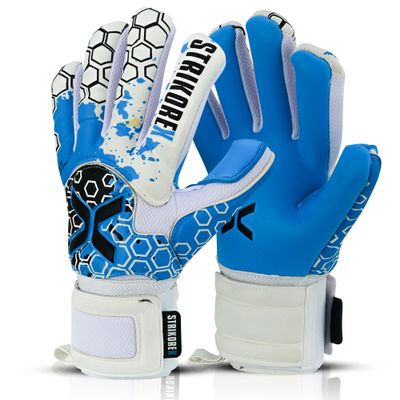 StrikoreX Wild Hawk Professional Goalie Gloves (Sizes 7-10) Pro Fingersaves & 4+3mm Contact Grip | High Performance Pro-Level Goalkeeper Gloves | Based in The USA (Cyan, 9)