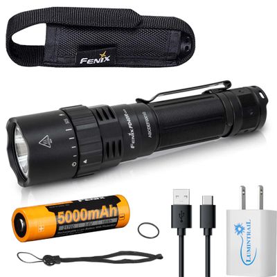 Fenix PD40R V3.0 3000 Lumens Tactical Flashlight, Rechargeable, Single-Handed Operation, Long Throw Police Duty Light with a USB Wall Plug