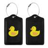 Cute Rubber Duck Leather Luggage Tag Luggage Card with Privacy Cover and Stainless Steel Ring view 3