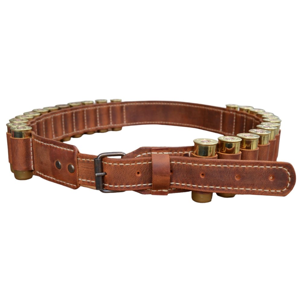 Leather Cartridge Belt Bandolier Belt Ammo Holder Slim (43 Inches (110cm), 308 win)