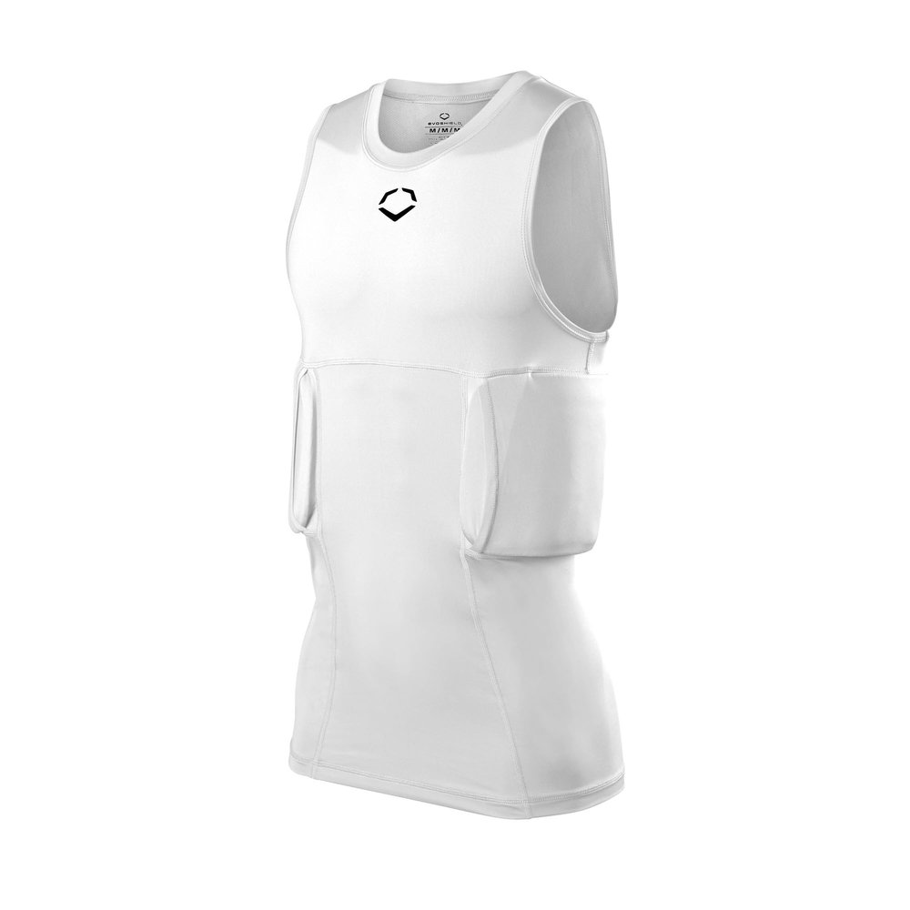 EvoShield Adult Sleeveless Rib Shirt and Shields - Team White, Medium