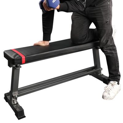 Fitness Maniac Flat Weight Bench with Built-in Dumbbell Rack Workout Bench Strength Training Bench Press for Home Gym Black Color Series (Black)