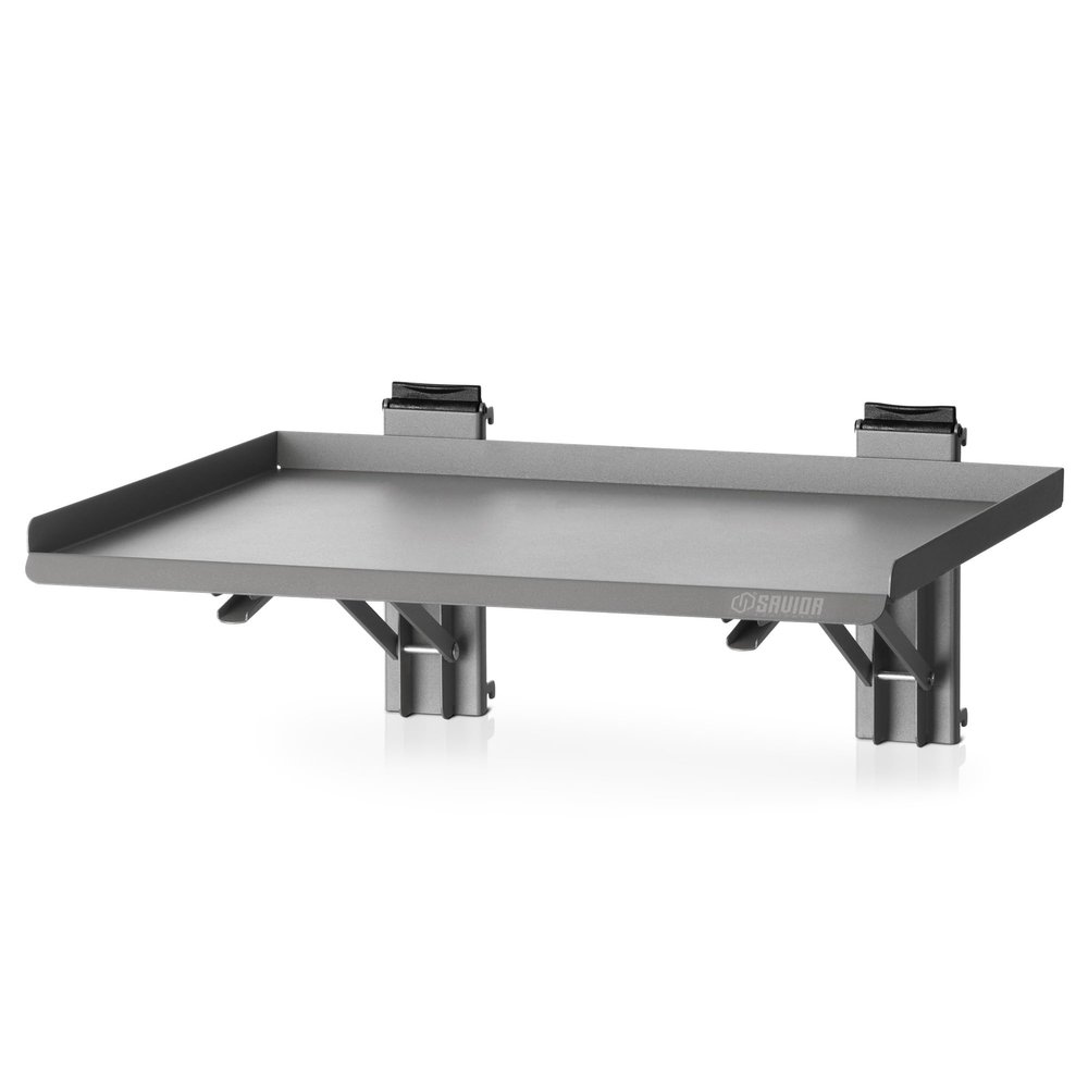 Savior Equipment Wall Rack System Heavy-Duty Steel Folding Table Workbench Shelf Collapsible Wall Mount Hanger, 17" Gray