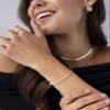 PAVOI Rhodium Plated Graduated Simulated Diamonds Bezel Set Tennis Bracelets for Women - Cubic Zirconia Stones Round Statement Bride Gold Bracelet Stack - Size 7" view 4