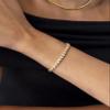 PAVOI 14K Yellow Gold Plated Simulated Diamonds Bezel Set Tennis Bracelets for Women - Cubic Zirconia Stones Valentines Day Love Heart Statement Bride Gold Bracelet Stack - Size 7" view 2