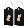 Geometric Foxes Leather Luggage Tag Luggage Card with Privacy Cover and Stainless Steel Ring view 1