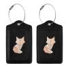Geometric Foxes Leather Luggage Tag Luggage Card with Privacy Cover and Stainless Steel Ring view 3