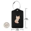 Geometric Foxes Leather Luggage Tag Luggage Card with Privacy Cover and Stainless Steel Ring view 4