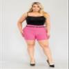 ShoSho Womens Plus Size High Waist Tummy Control Butt Sculpting Office Shorts With Faux Leather Belt Sangria Sunset 1X view 3