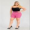 ShoSho Womens Plus Size High Waist Tummy Control Butt Sculpting Office Shorts With Faux Leather Belt Sangria Sunset 1X view 4