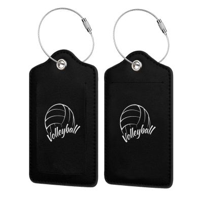 Love is Volleyball Leather Luggage Tag Luggage Card with Privacy Cover and Stainless Steel Ring