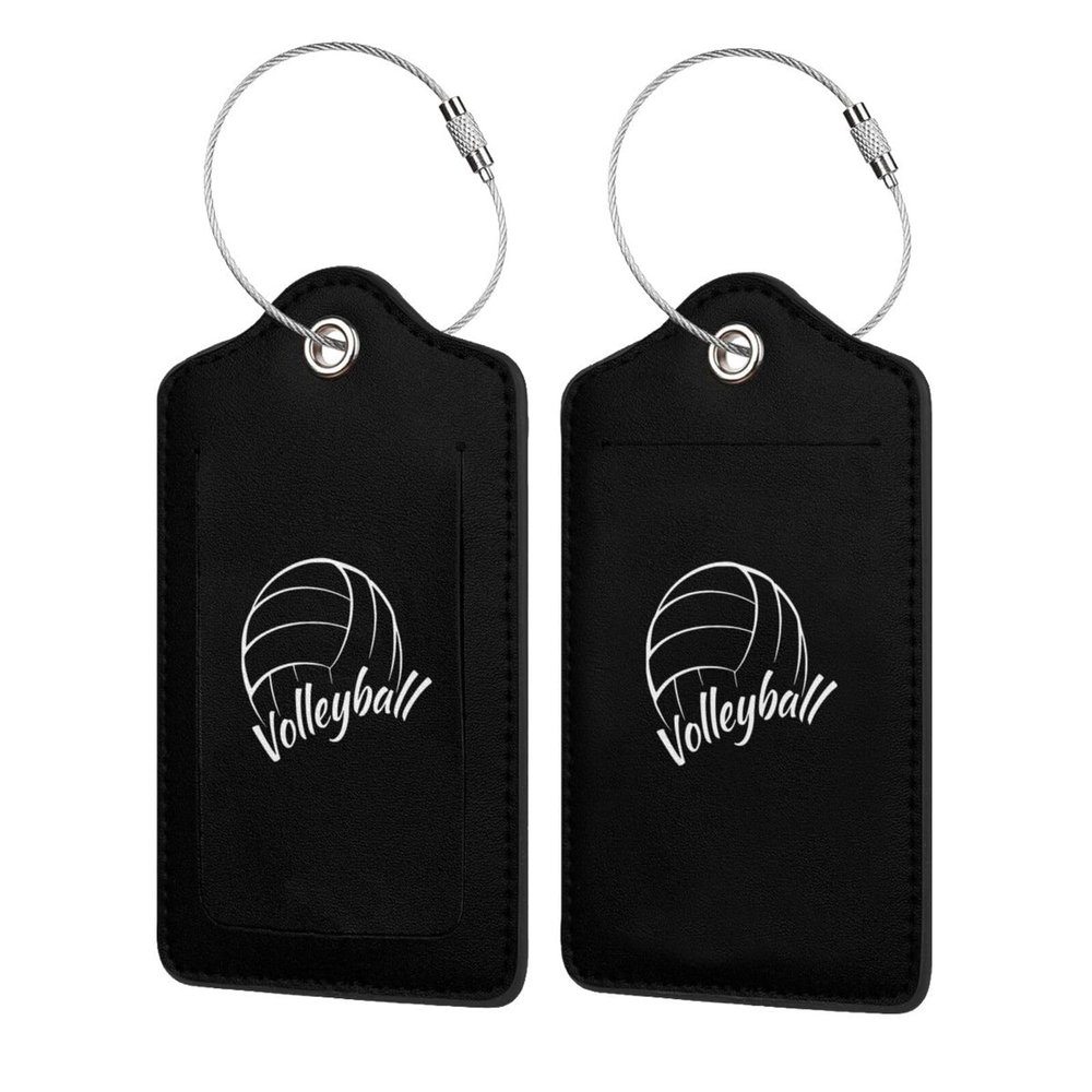 Love is Volleyball Leather Luggage Tag Luggage Card with Privacy Cover and Stainless Steel Ring