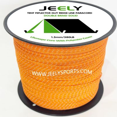 1 roll 50m/160ft 1.5mm UHMWPE Core Polyester Jacket with Reflective Tracers Rope