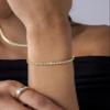 PAVOI 14K Yellow Gold Plated Graduated Simulated Diamonds Bezel Set Tennis Bracelets for Women - Cubic Zirconia Stones Round Statement Bride Gold Bracelet Stack - Size 7.5" view 2
