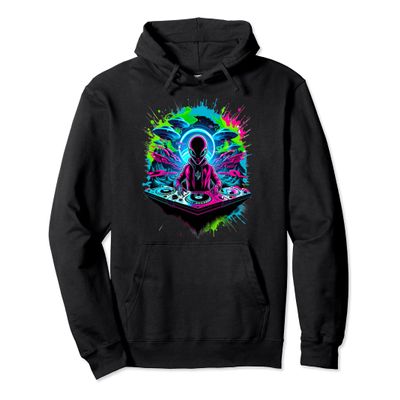 Intergalactic DJ Alien:Cosmic Beats and UFOs Pullover Hoodie