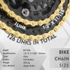 BUCKLOS 6/7/8/9/10/11/12 Speed Bike Chain,Bicycle Chain for Road Bike/E-Bike/Mountain Bike/MTB/Shimano SRAM,Half/Full Hollow Bike Chain Silver/Gold 1/2 x 11/128 Inch 116 Links with Quick Link view 4