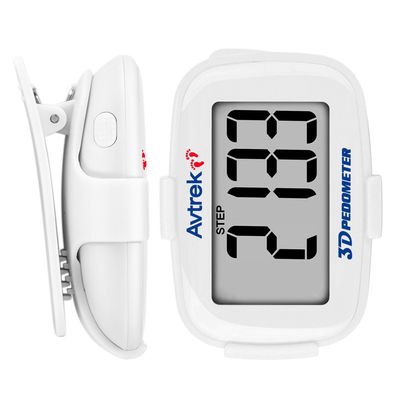 AVTREK 3D Pedometer Clip On-Step Counter for Walking-No App No Phone-LED Backlight-Accurate Step Tracker Clip for Women,Men,Senior(White)