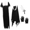 COLLBATH 1pc Scary Nun Costume for Halloween Adult Party Uniform Creepy Zombie Nun Outfit for Women for Costume Parties and Photo Shoots Unique Halloween Decoration view 1