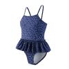 Angel season Girls Swimsuits with UPF 50+ Cute Ruffle One Piece Swimwear Environmentally Friendly and Renewable Lightweight Summer Beach Sport Swimming Suit Dark Blue Daisy Floral Size 5 view 1