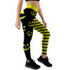 Tummy Control Scary Ghost Face Pattern Halloween Leggings High Waist Soft Stripe Pumpkin Print Elastic Tights Pants Trendy Skinny Leggings for Women Halloween Party S Yellow view 1