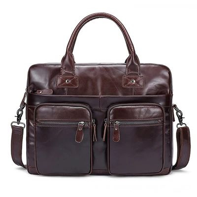 LLLSSS Men's Briefcase Leather Tote Bag Business Travel Laptop Bag Leather Shoulder Messenger Bag