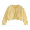 Toddler Baby Girls Shru Bolero Cardigan Knitted Long Sleeve Button Closure Lace Cropped (Yellow, 12-18 Months) view 1