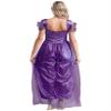 Linjinx Women's Arabian Princess Costume Belly Dance Jumpsuit Sequin Trim Pumpkin Pants with Tulle Overlay Dark Purple XX-Large view 2