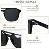 ANDWOOD Trendy Aviator Polarized Sunglasses Men Women Square 70s Stylish Frame Sun Glasses Rectangle Shades Black view 3
