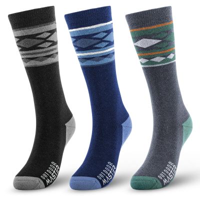 OutdoorMaster Ski Socks, Merino Wool Ski Socks for Men & Women, Thermal Winter Warm & Breathable Snowboarding Socks for Cold Weather, Over The Calf Non-Slip Cuff, Machine Washable