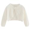 Toddler Baby Girls Shru Bolero Cardigan Knitted Long Sleeve Button Closure Lace Cropped Sweaters (White, 18-24 Months) view 1