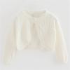 Toddler Baby Girls Shru Bolero Cardigan Knitted Long Sleeve Button Closure Lace Cropped Sweaters (White, 18-24 Months) view 4