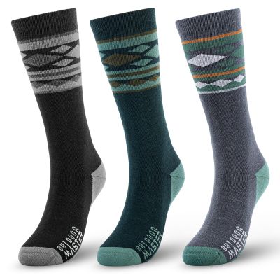 OutdoorMaster Ski Socks, Merino Wool Ski Socks for Men & Women, Thermal Winter Warm & Breathable Snowboarding Socks for Cold Weather, Over The Calf Non-Slip Cuff, Machine Washable