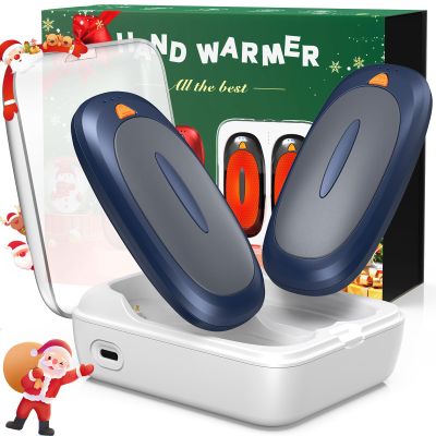 3-in-1 Electric Hand Warmers Rechargeable 2 Pack,14000mAh Portable Dual-Sided Handwarmer with Charging Case, 3 Levels Fast Heating Pocket Warmers,Gifts for Men,Women,Raynauds,Hunting Gear(Navy Blue)