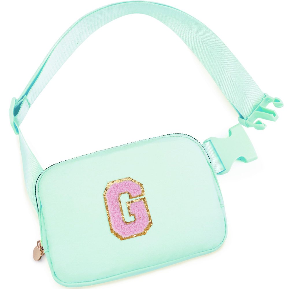 Uygafly Belt Bag Fanny Pack Crossbody Bags with Initials Letter Patch Cute Stuff Birthday Gifts for Teenager Girls Trendy Stuff for Teens | Light Green,G