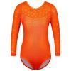 BAOHULU Gymnastics Leotard for Girls Shiny Sequins Mesh 3/4 Sleeve Practice Dancewear B285_Orange_6A view 1