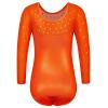 BAOHULU Gymnastics Leotard for Girls Shiny Sequins Mesh 3/4 Sleeve Practice Dancewear B285_Orange_6A view 2