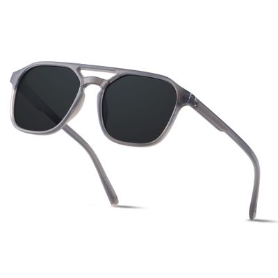 ANDWOOD Trendy Aviator Polarized Sunglasses Men Women Square Stylish Frame Sun Glasses Rectangle Shades Grey Gray