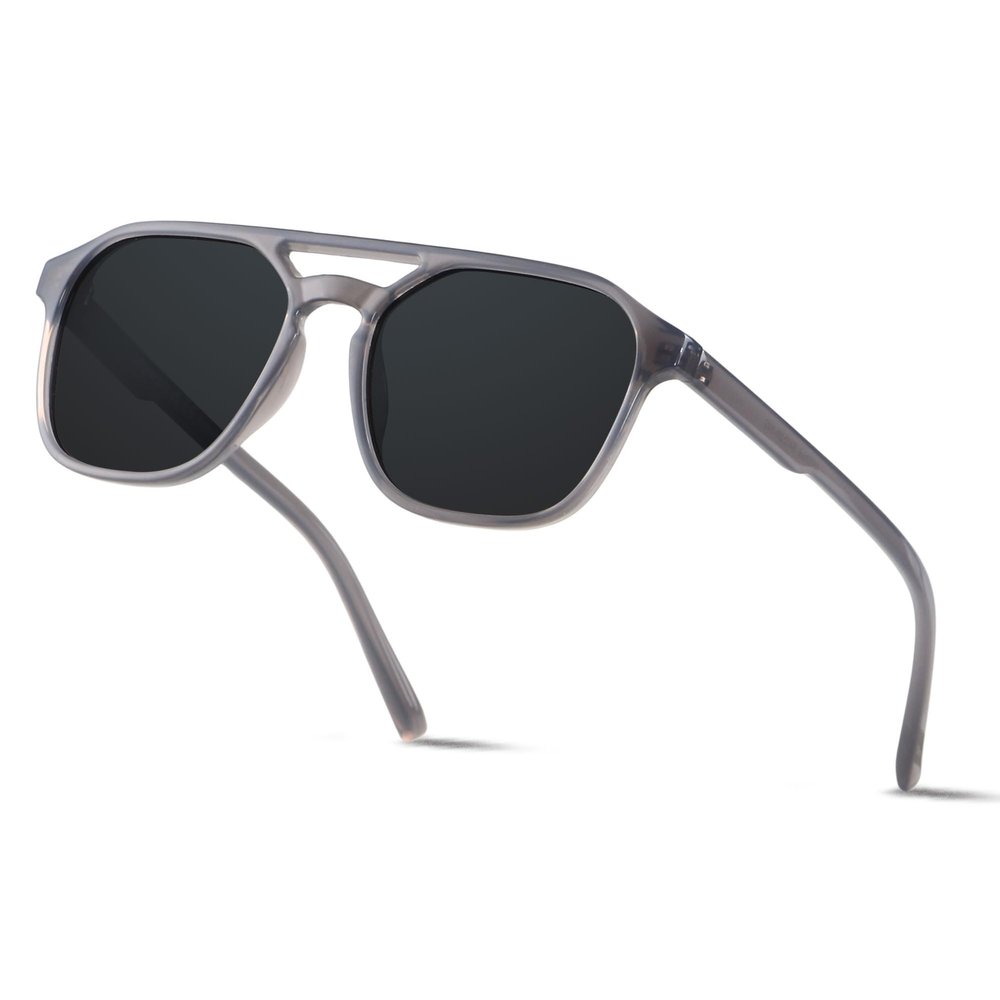 ANDWOOD Trendy Aviator Polarized Sunglasses Men Women Square Stylish Frame Sun Glasses Rectangle Shades Grey Gray