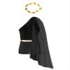 Alvivi Mens Ancient Greek God Toga Costume One Shoulder Cosplay Skirt with Headwear for Halloween Black Medium view 3